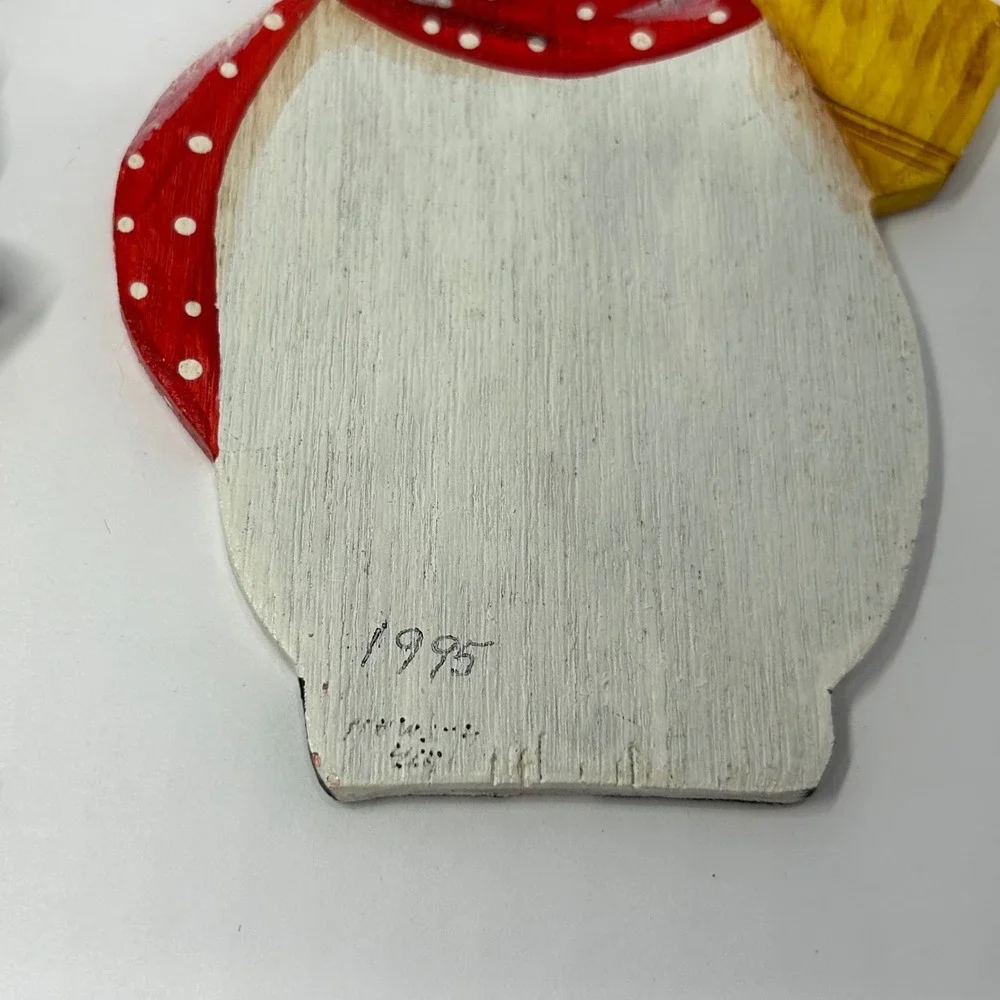 Hand Painted Wooden Christmas Ornaments Snowman‎ Reindeer Set of 4 Winter Cute